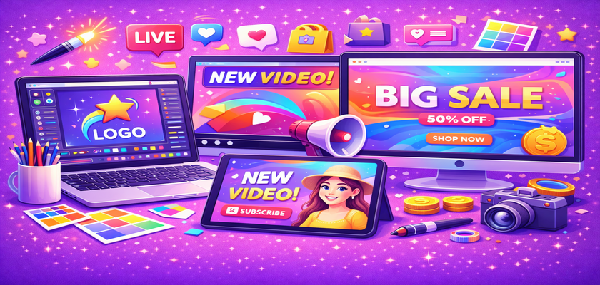 Logo, Banner + Thumbnail + Product Design